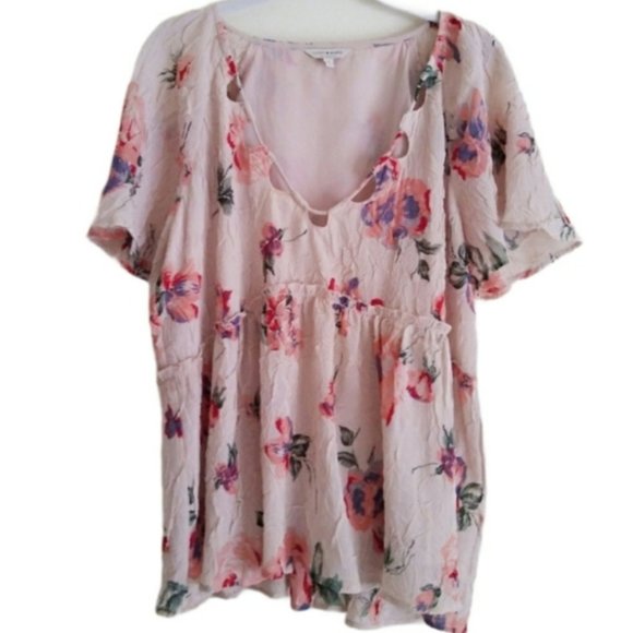 LUCKY Blush Boho Festival Plisse Rose Blouse EUC sz M - Picture 2 of 8